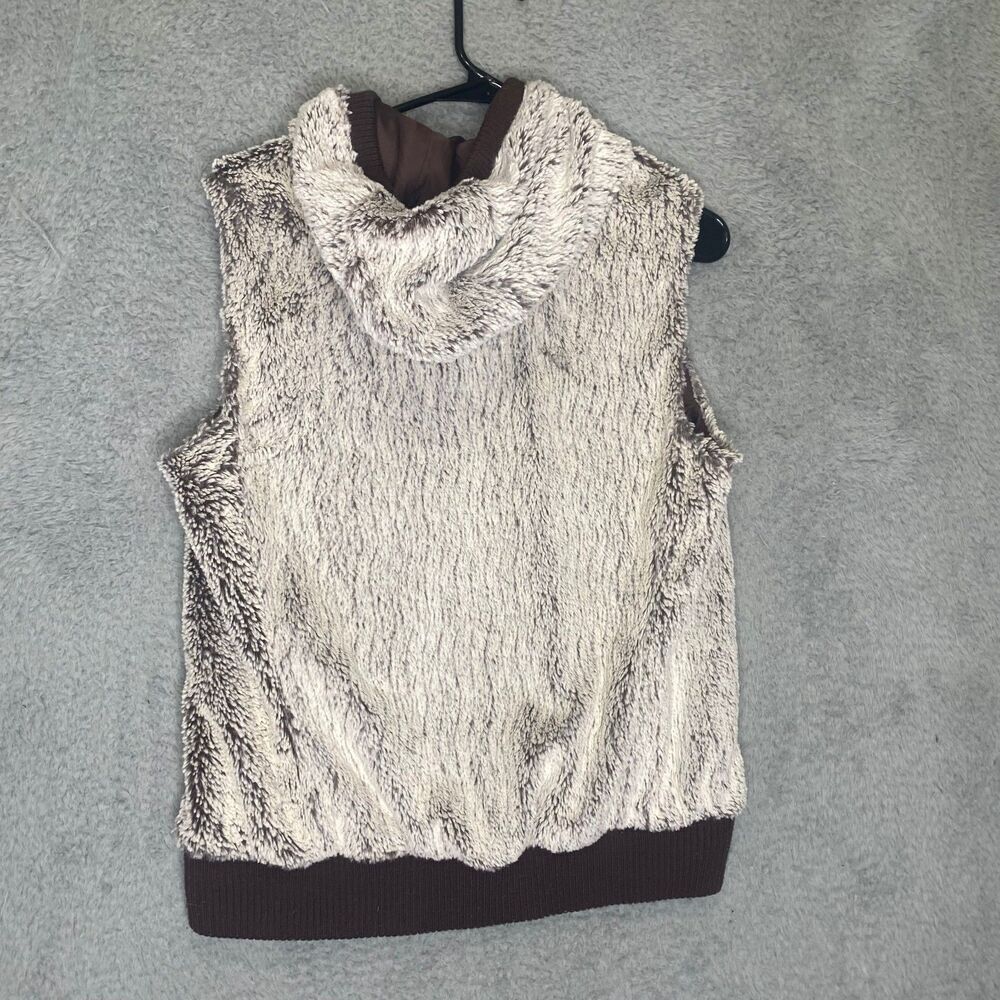 Patagonia Womens faux fur vest hood outerwear full zip pocket winter layering M - Picture 3 of 9